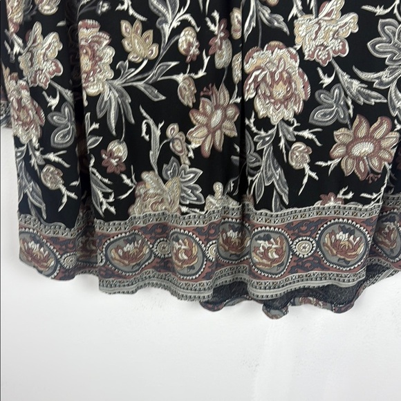 Lucky Brand Floral Black Brown and Gray 3/4 Sleeve Blouse Size 2X - Picture 8 of 13